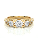 Three Stone Diamond Hidden Halo Engagement Ring