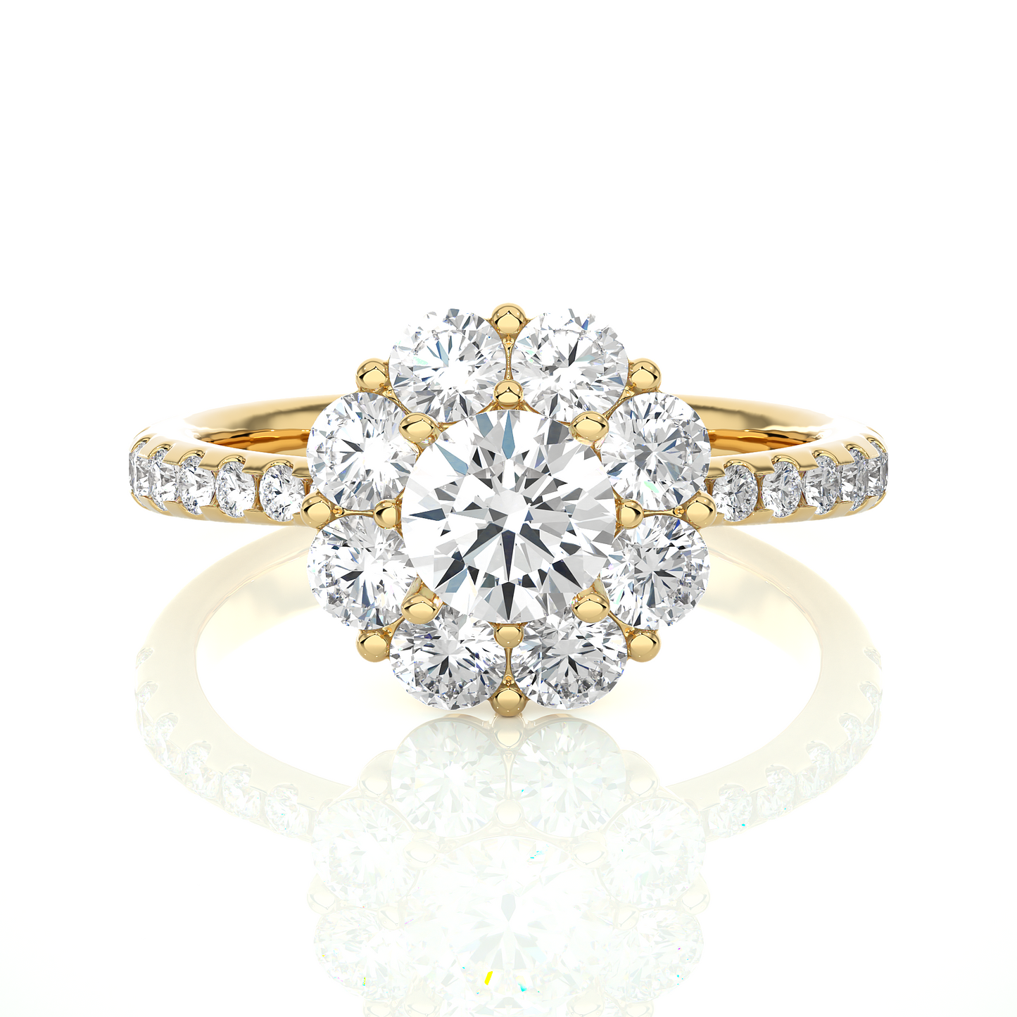 Floral Cluster Moissanite Lab Diamond Vermeil Ring