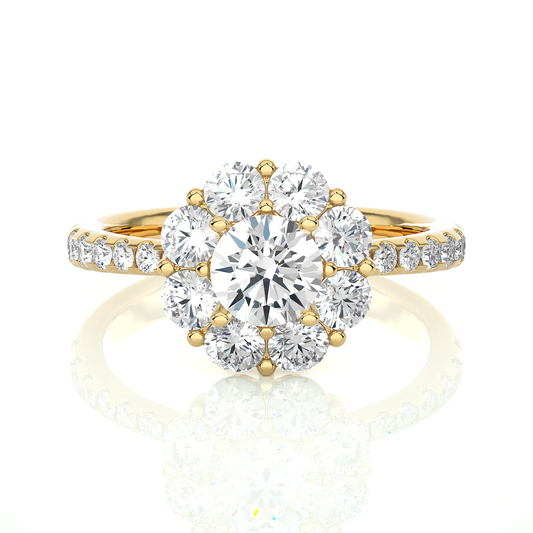 Floral Cluster Moissanite Lab Diamond Vermeil Ring