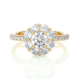 Floral Cluster Moissanite Lab Diamond Vermeil Ring