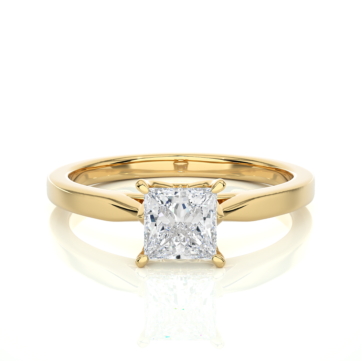 Princess Cut Moissanite Lab Diamond Vermeil Engagement Ring