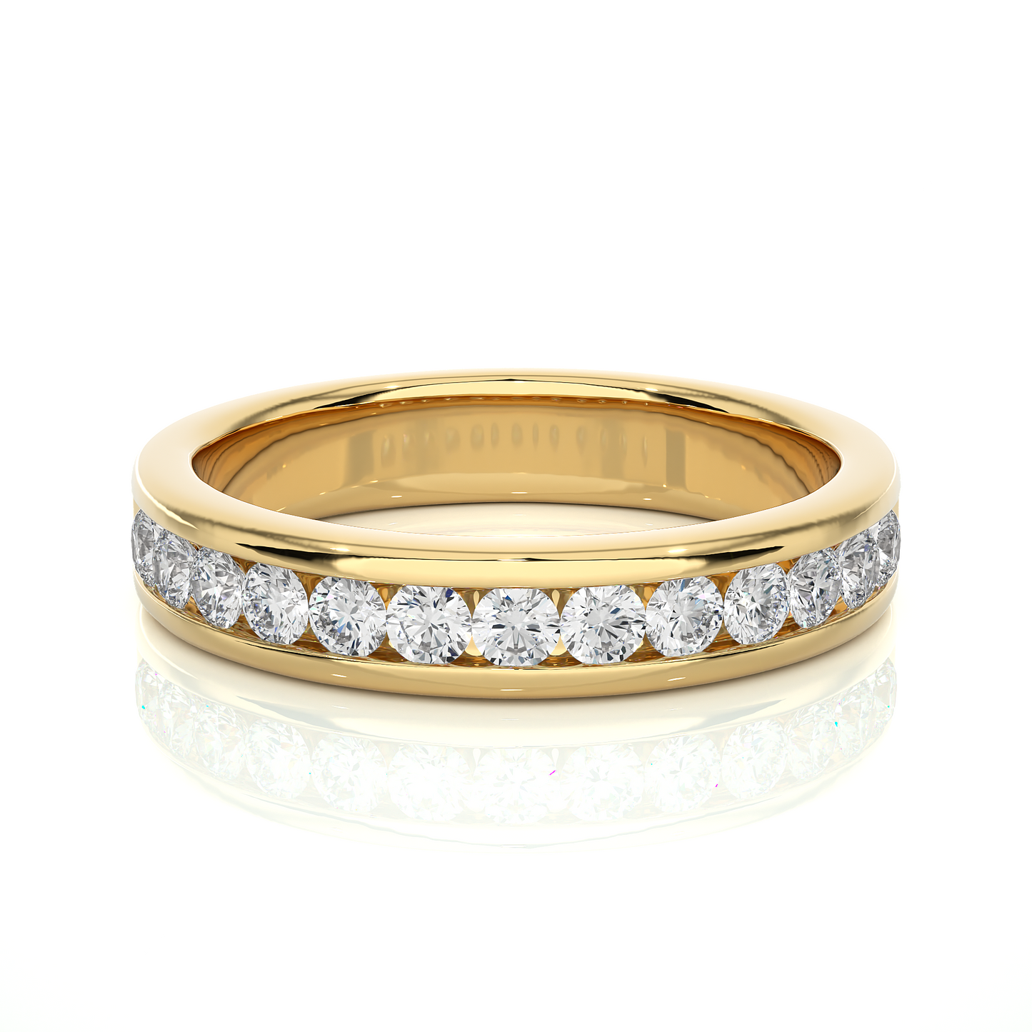 Classic Diamond Moissanite Lab Vermeil Wedding Band Ring