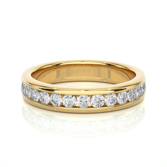 Classic Diamond Moissanite Lab Vermeil Wedding Band Ring