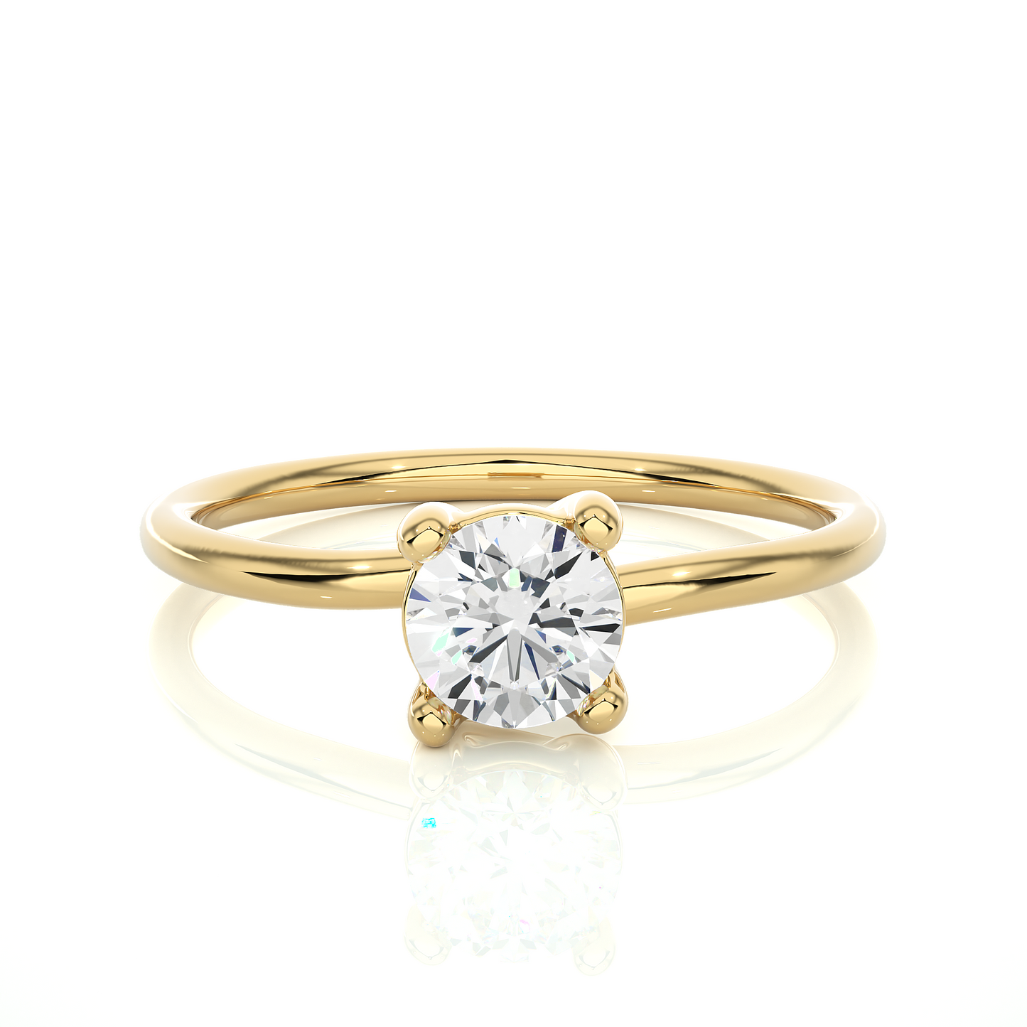 Minimal Vermeil Solitaire Moissanite Lab Diamond Ring