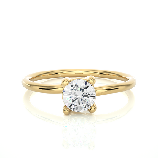 Minimal Vermeil Solitaire Moissanite Lab Diamond Ring