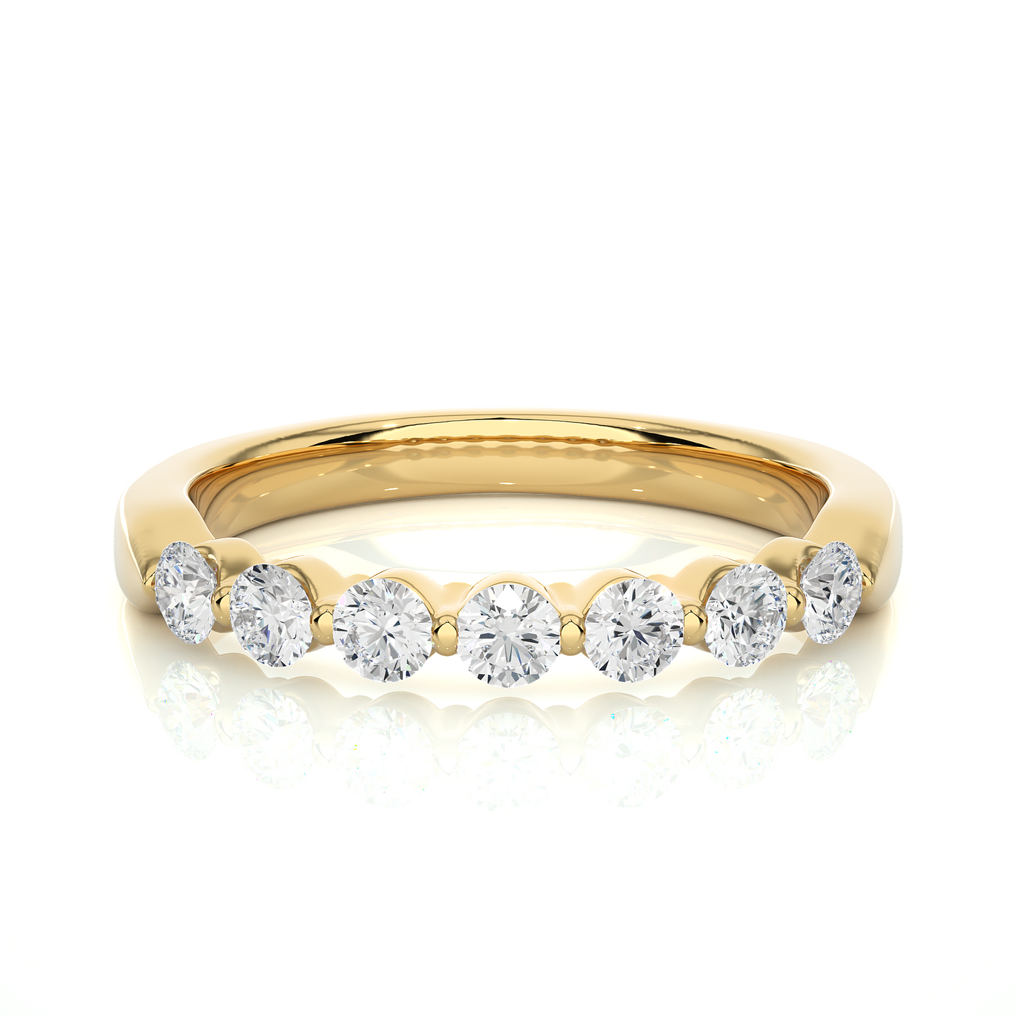 Elegant Round Lab Moissanite Wedding Band Vermeil Ring