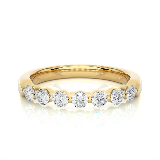 Elegant Round Lab Moissanite Wedding Band Vermeil Ring