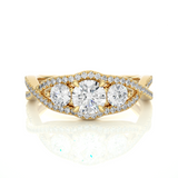 Vintage Style Lab / Moissanite Diamond Three Stone Ring