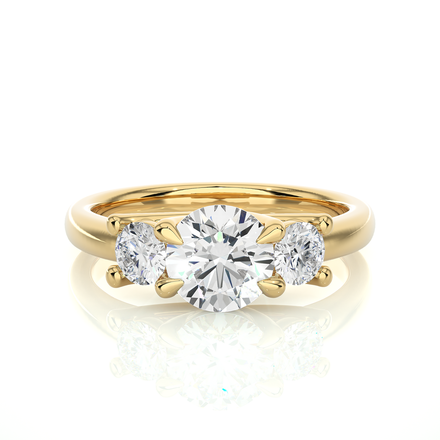 Classic Basket Set Diamond Three Stone Engagement Ring