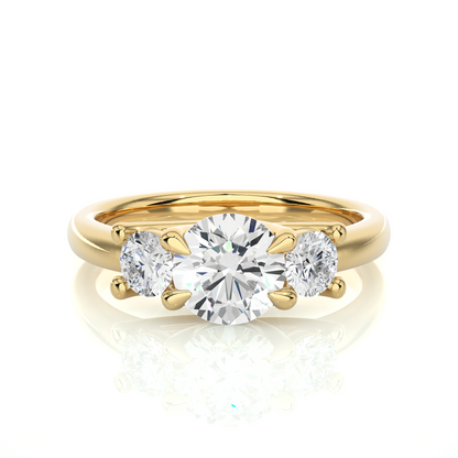 Classic Basket Set Diamond Three Stone Engagement Ring