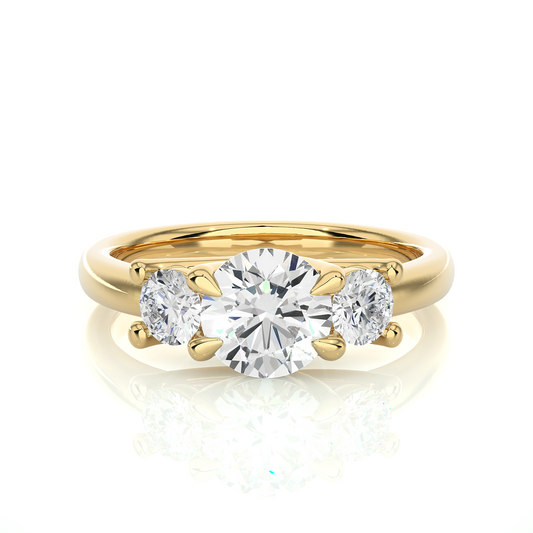 Classic Basket Set Diamond Three Stone Engagement Ring