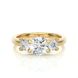 Classic Basket Set Diamond Three Stone Engagement Ring