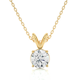 Vermeil Gold Round Moissanite / Lab  Diamond Pendant Necklace