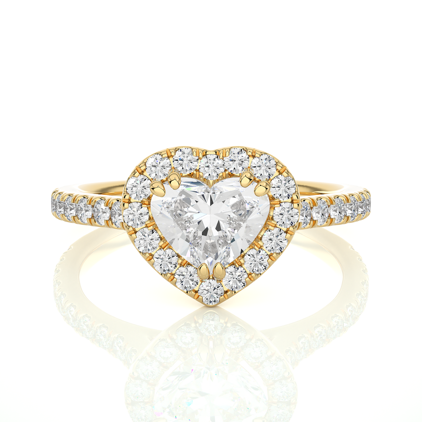 Heart Shape Halo Vermeil Moissanite Lab Diamond Ring