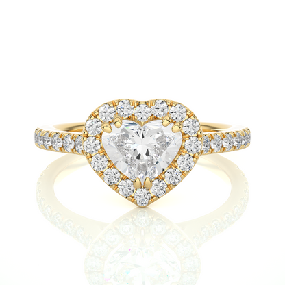 Heart Shape Halo Vermeil Moissanite Lab Diamond Ring