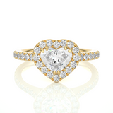 Heart Shape Halo Vermeil Moissanite Lab Diamond Ring