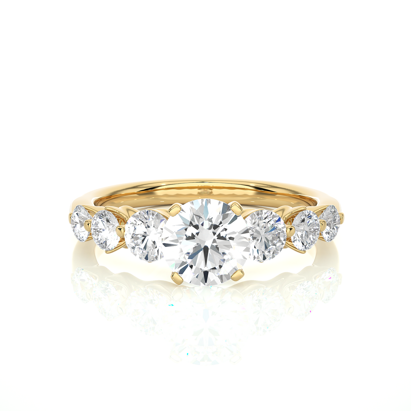 Vermeil Round Moissanite Diamond Five Stone Ring