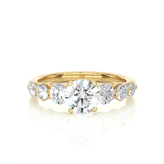 Vermeil Round Moissanite Diamond Five Stone Ring