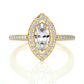 Marquise Halo Moissanite Lab Diamond Vermeil Ring