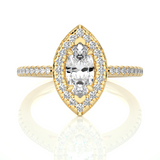Marquise Halo Moissanite Lab Diamond Vermeil Ring