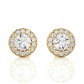 Vermeil Round Halo Moissanite Lab Diamond Stud Earrings