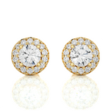 Vermeil Round Halo Moissanite Lab Diamond Stud Earrings