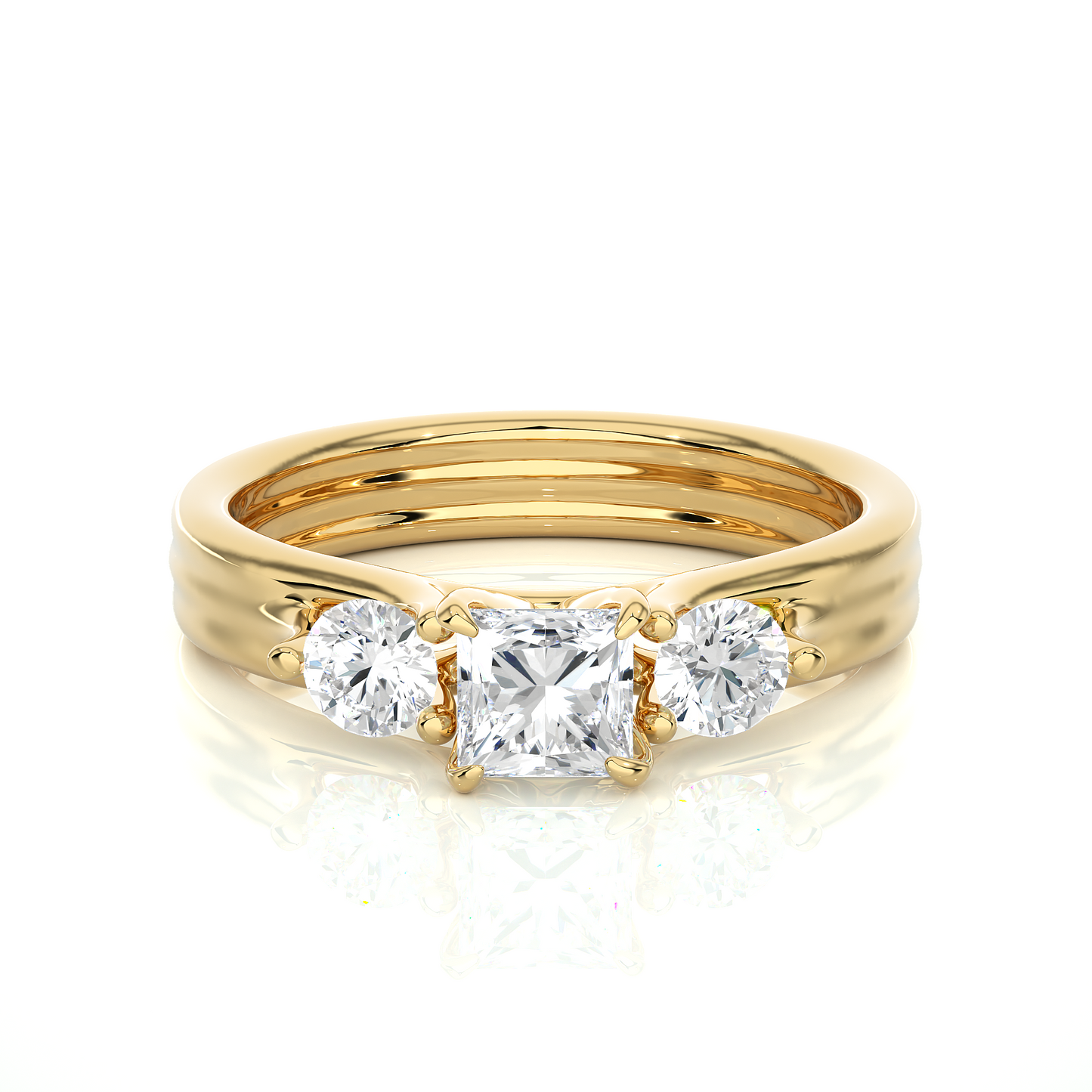 Princess Diamond Three Stone Engagement Ring