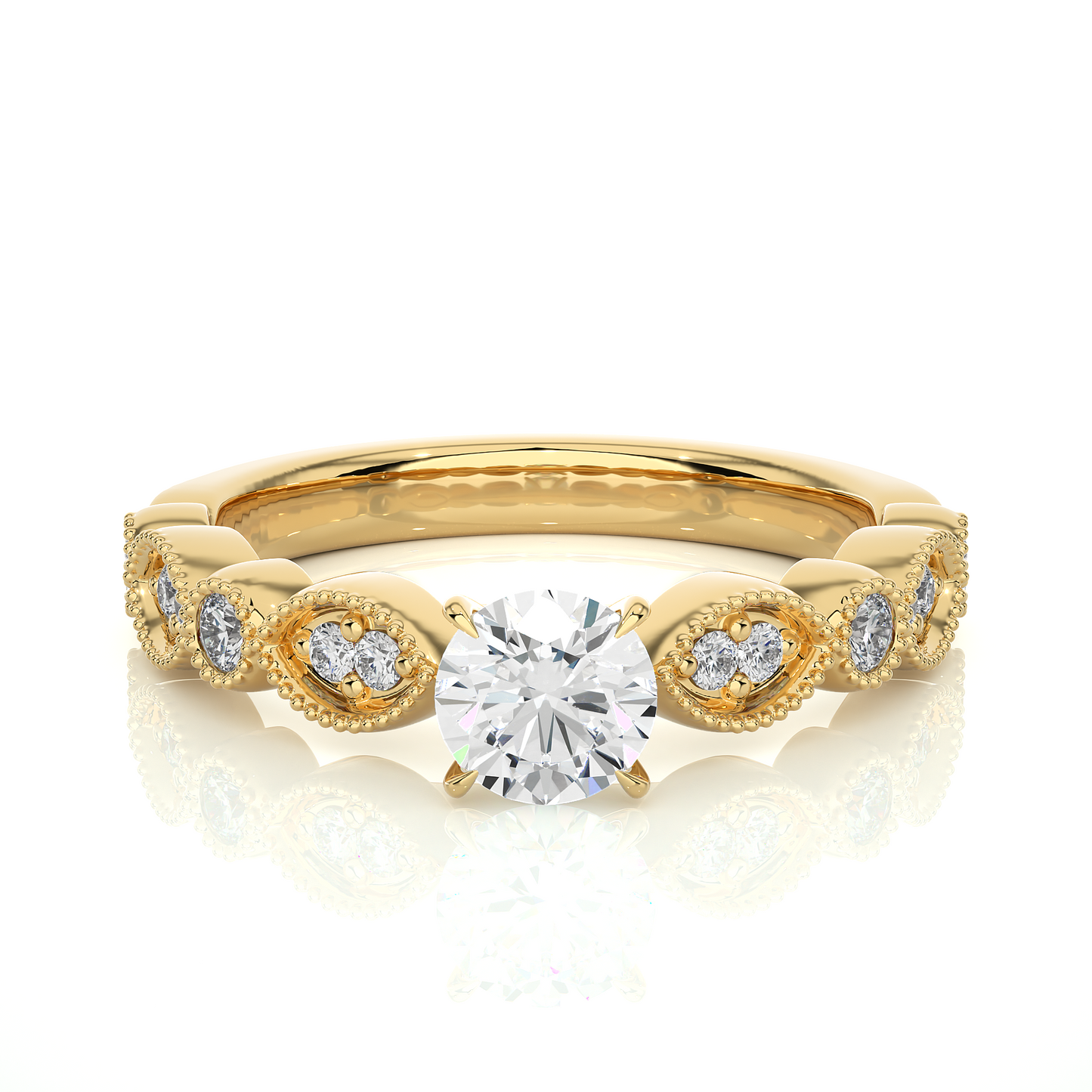 Royal Spark Halo Vermeil Engagement Statement Ring