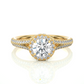 Luxury Split Shank Halo Moissanite Lab Diamond Vermeil Ring