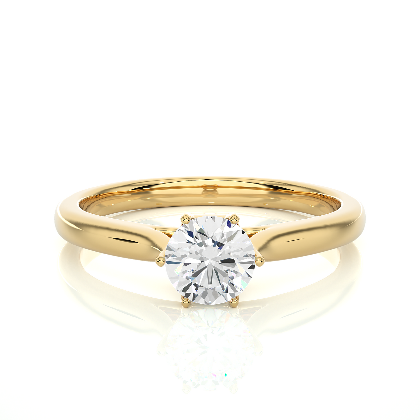 Classic Solitaire Vermeil Moissanite Lab Diamond Ring