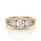 Luxury Three Stone Halo Lab & Moissanite Diamond Ring
