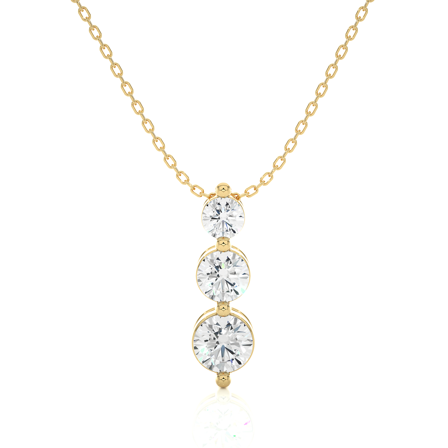 Three Stone Round Lab Diamond Pendant Necklace