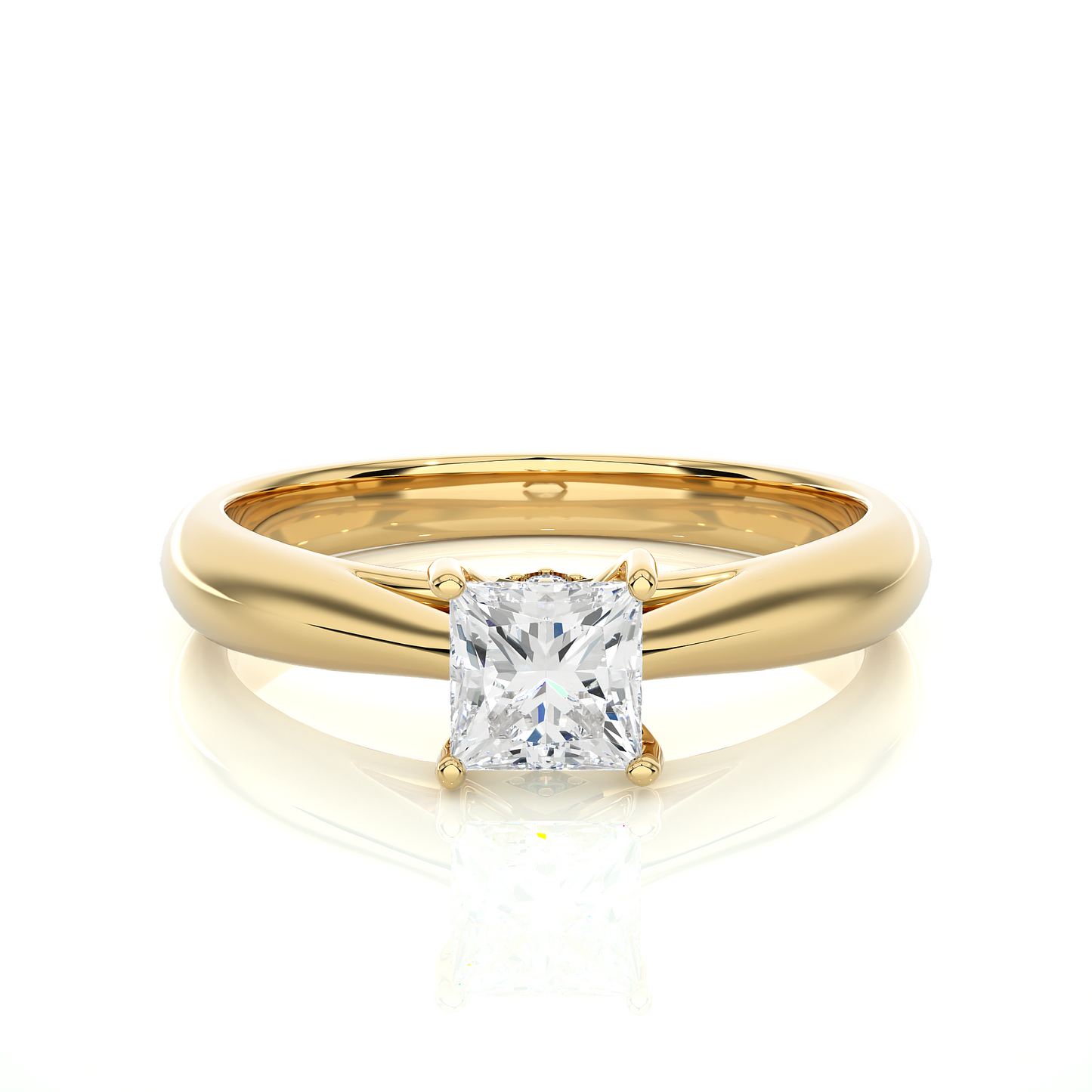 Princess Cut Solitaire Moissanite Lab Diamond Vermeil Ring