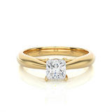 Princess Cut Solitaire Moissanite Lab Diamond Vermeil Ring
