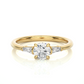 Round Lab / Moissanite Diamond With Tapered Baguette Three Stone Ring