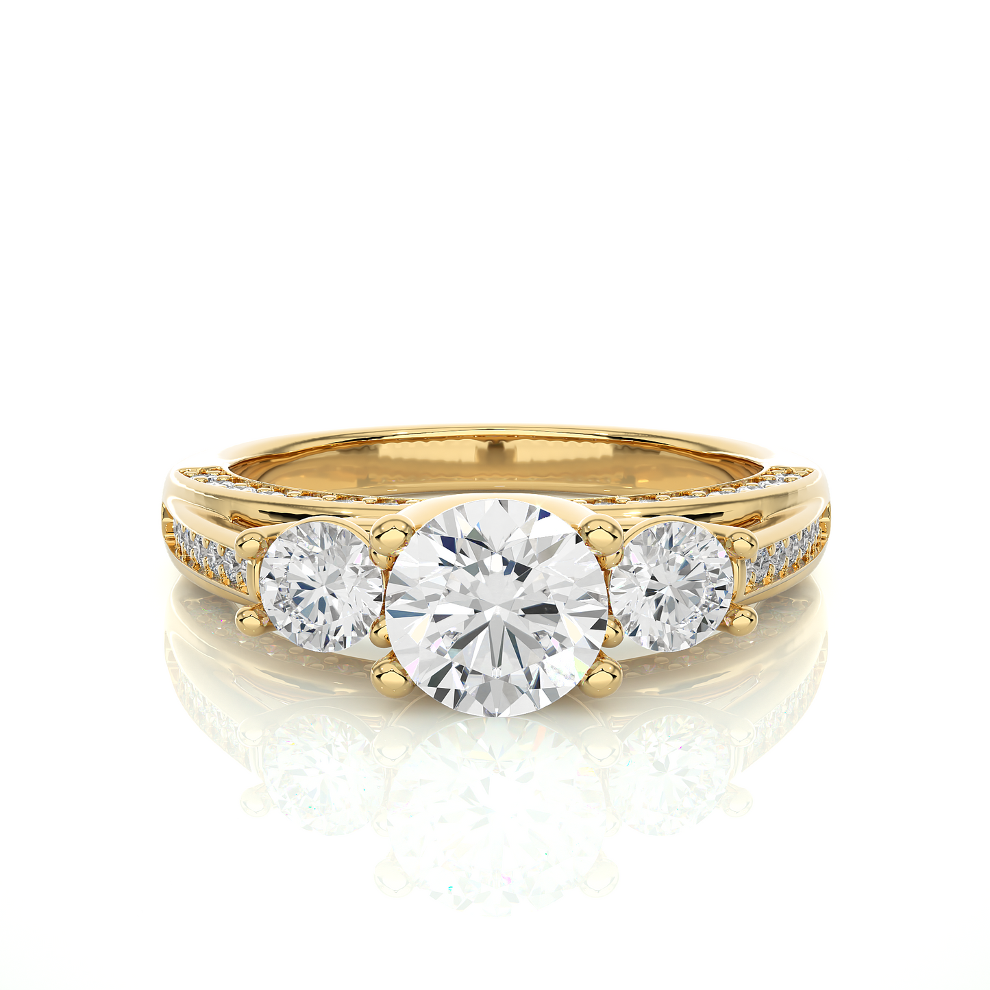 Three Stone Round Diamond Engagement Ring