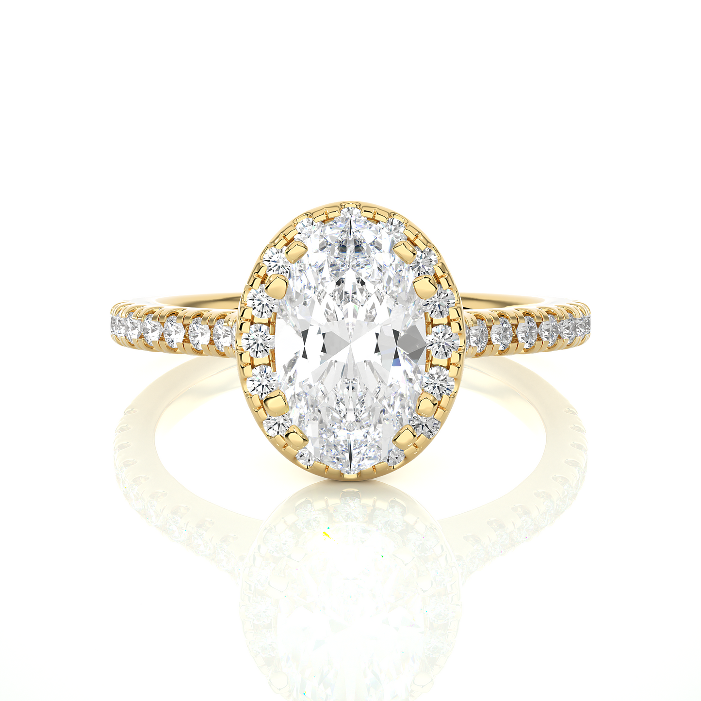 Oval Halo Diamond Moissanite Vermeil Engagement Ring