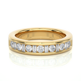Baguette Round Diamond Moissanite Vermeil Wedding Band Ring