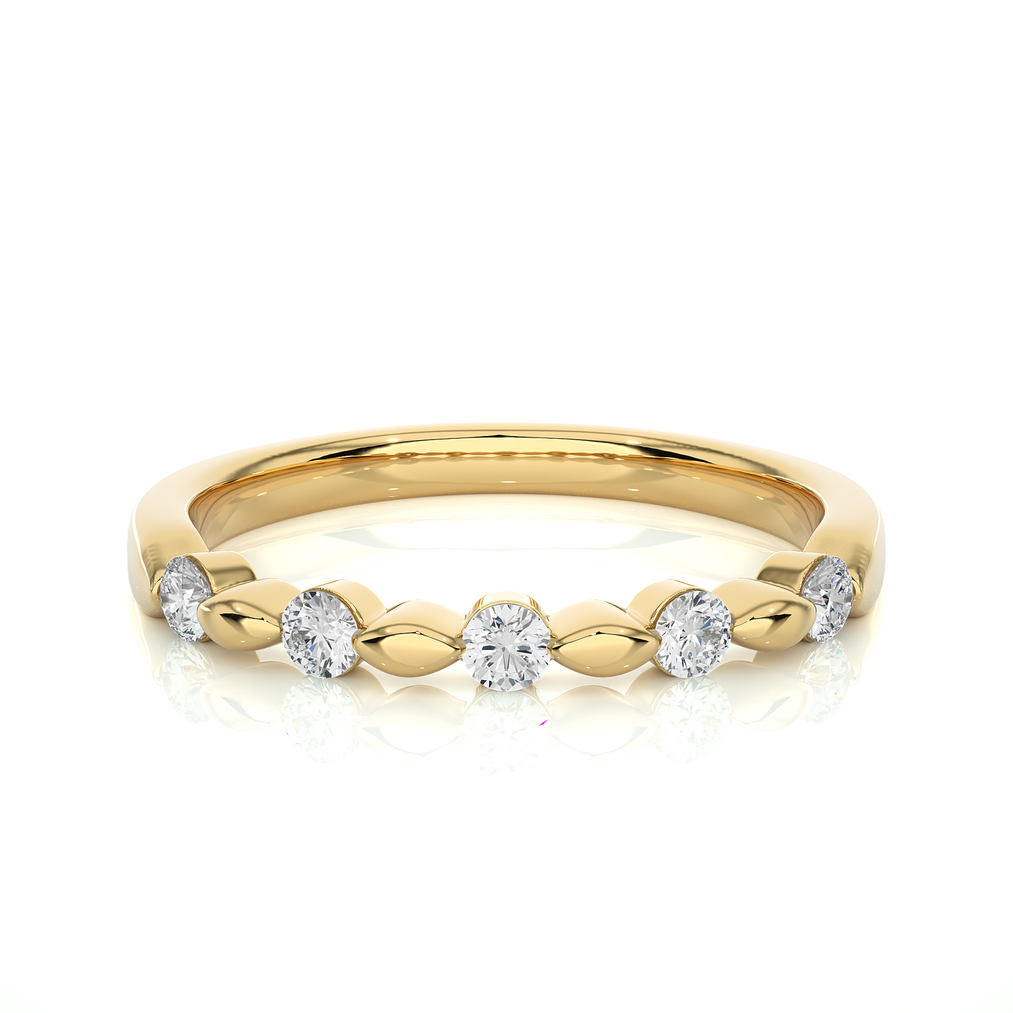 Unique Curved Moissanite Lab Diamond Vermeil Wedding Ring