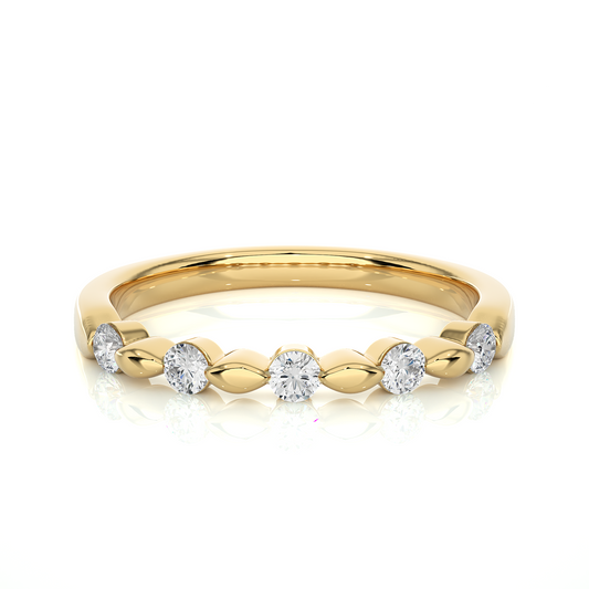 Unique Curved Moissanite Lab Diamond Vermeil Wedding Ring