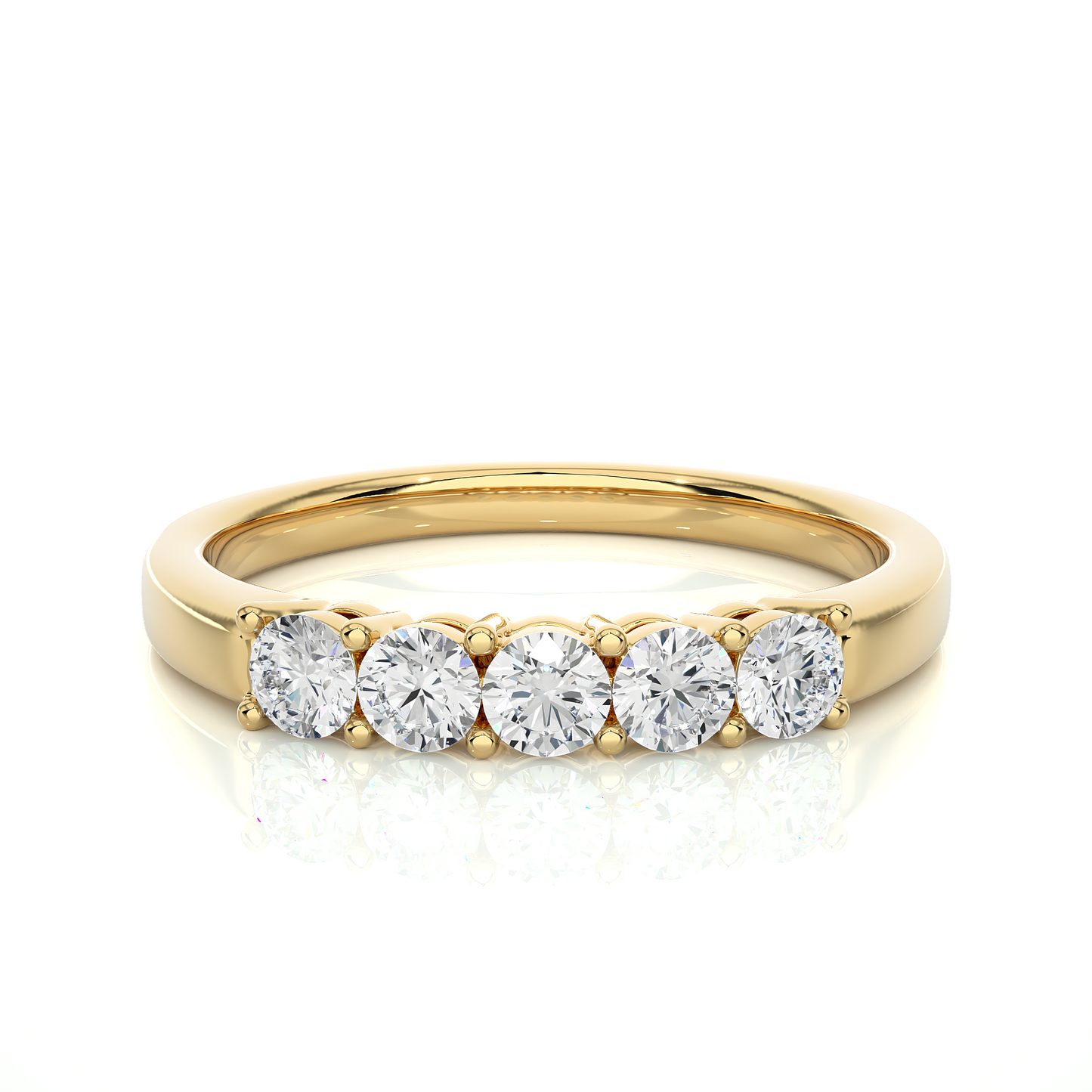 Five Stone Moissanite Lab Diamond Vermeil Ring