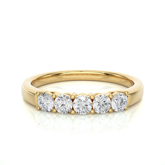Five Stone Moissanite Lab Diamond Vermeil Ring