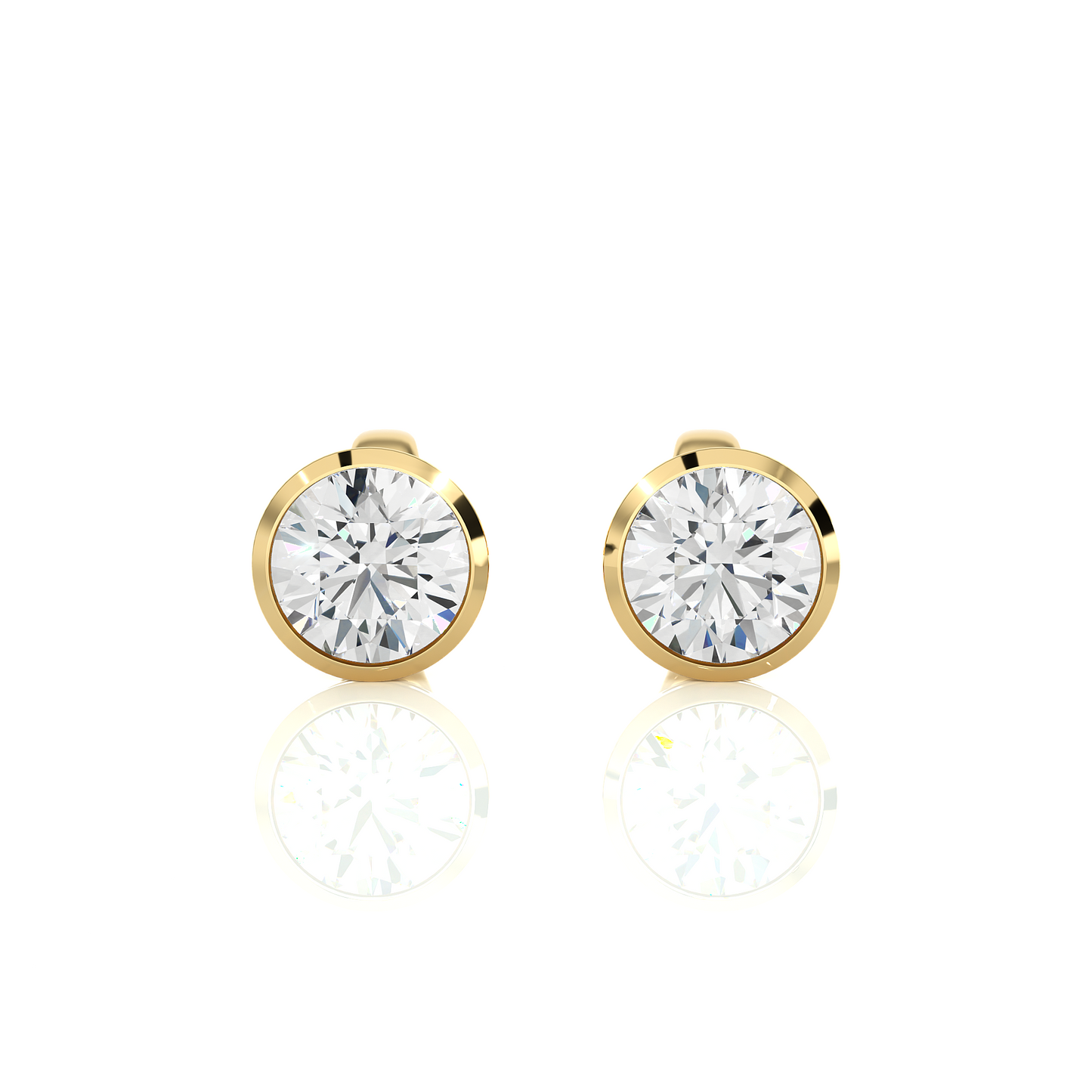 Vermeil Bezel Set Round Lab Moissanite Earrings