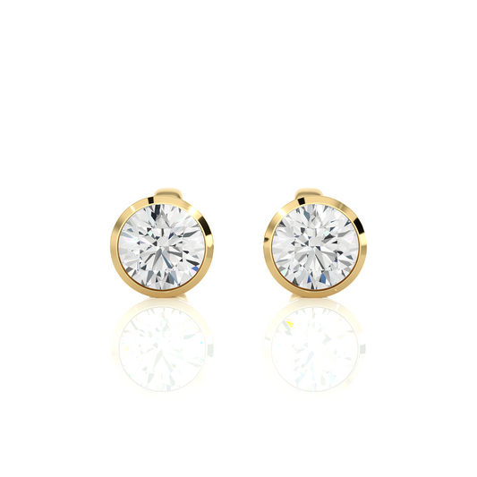 Vermeil Bezel Set Round Lab Moissanite Earrings