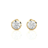 Vermeil Bezel Set Round Lab Moissanite Earrings