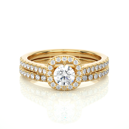 Vermeil Round Moissanite Diamond Halo Engagement Ring