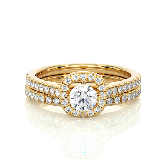 Vermeil Round Moissanite Diamond Halo Engagement Ring