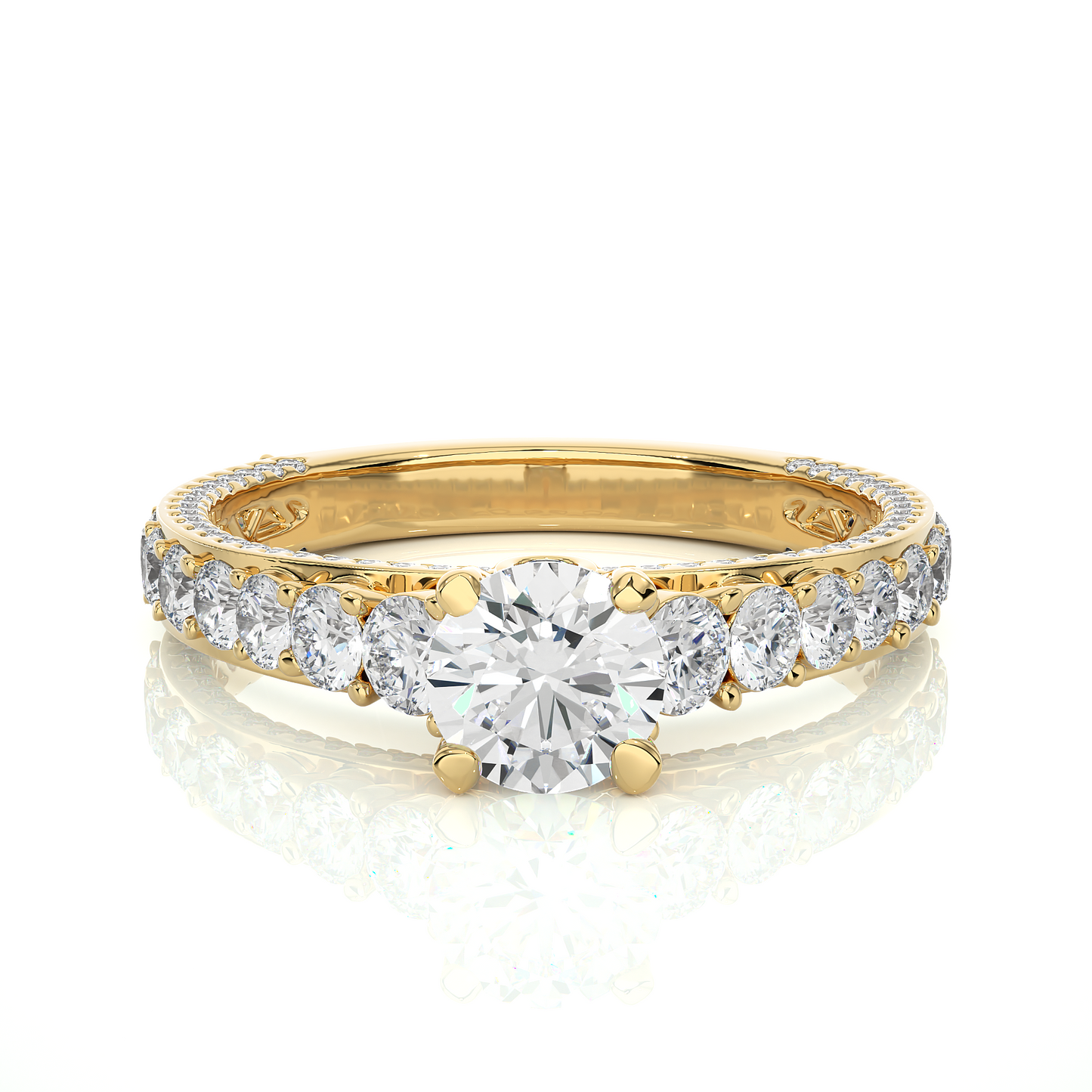 Luxury Vermeil Diamond Band Moissanite Lab Engagement Ring