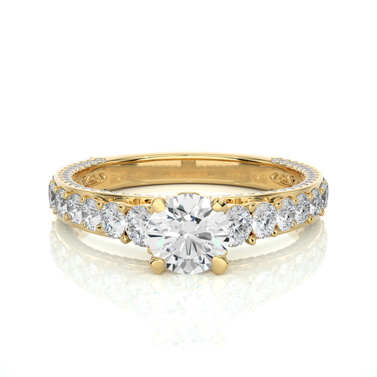 Luxury Vermeil Diamond Band Moissanite Lab Engagement Ring
