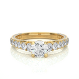 Luxury Vermeil Diamond Band Moissanite Lab Engagement Ring